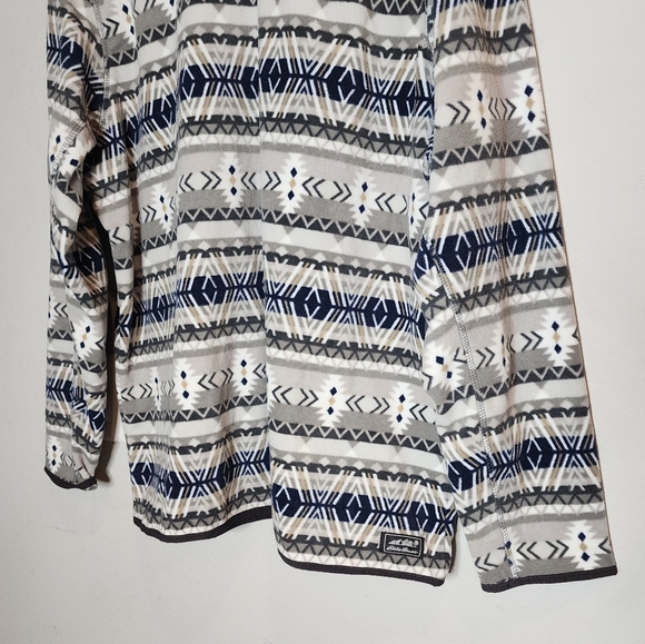 NWT Eddie Bauer Fleece Pullover Size XL Grey Blue Fairisle Aztec Winter - Picture 14 of 14